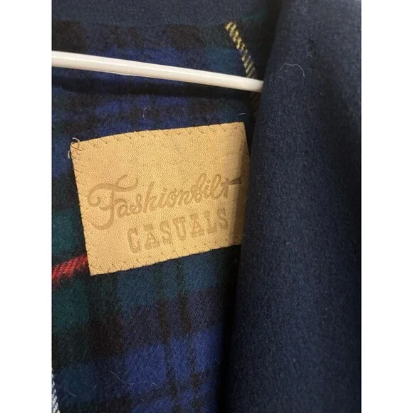 Vintage Union Made Navy Coat 1960s 70s Mod Blue Double Breasted Overcoat Twee - Picture 5 of 8